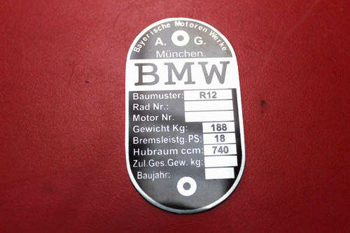 Targa alluminio bmw r12 - bmw,